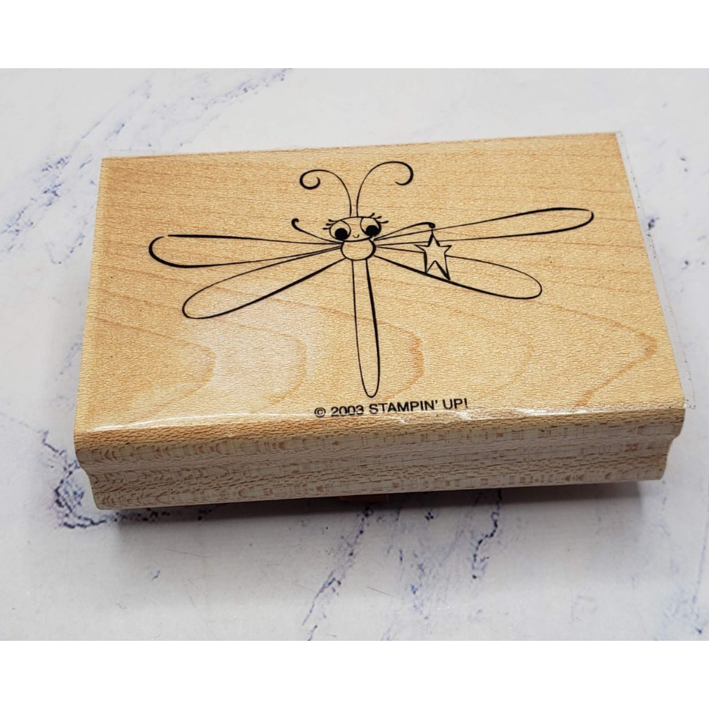 Stampin Up Cute As A Bug Star Delivery Dragonfly Wood Mounted Rubber Stamp